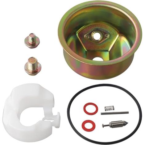 EasyByMall Kit de chambre de cuve de flotteur de carburateur pour moteurs Honda GX240/GX270/GX340/GX390 - Kit de réparation métallique avec joint, flotteur, aiguille, ressort et boulons (1/5)