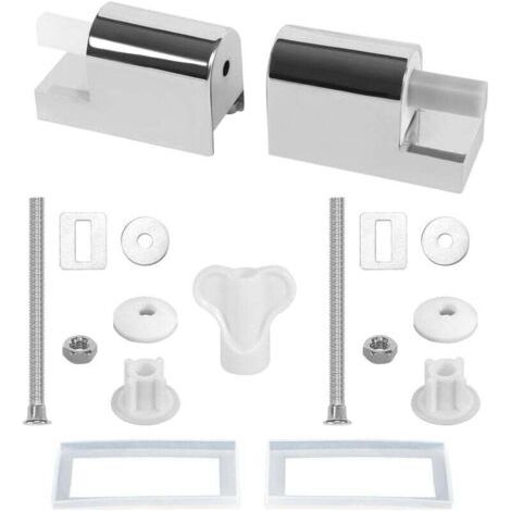 Abattant WC Fixations Charnières, Lot de 2 Charniere Abattant WC Charnières Universelles pour Siège de Toilette, Charnières De Siège De Toilette À Fermeture Douce Kit Fixations Remplacement