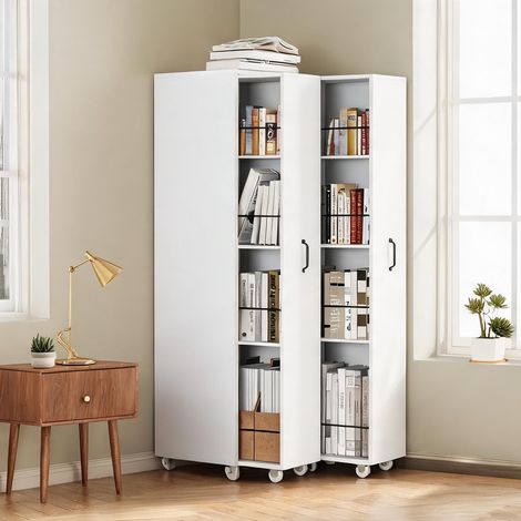 Bibliothèque extensible sur roulettes en MDF blanc (1/5)