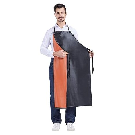 PVC Thin Work Apron Lightweight Waterproof Apron Slaughterhouse Garden Apron Unisex Oil Water Resistant Factory Apron (1/5)