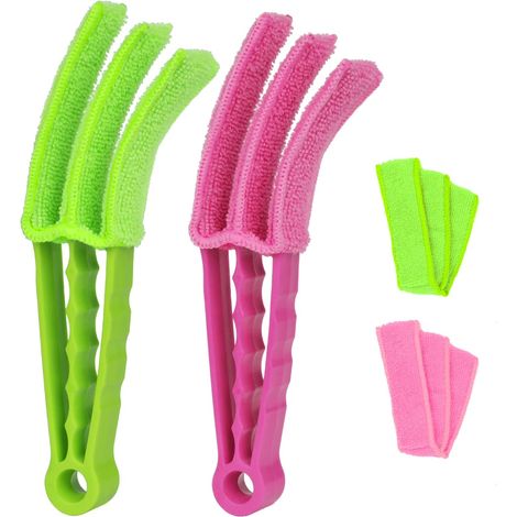 Herramientas para la limpieza de persianas, 2 cepillos para limpiar persianas, 2 paños de limpieza, kit de limpieza para persianas, teclados de coche y aires acondicionados (1/5)