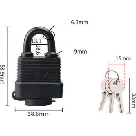 Cadenas À Clé - Acier Laminé - Protection Thermoplastique Étanche Anti Poussière - Pour Extérieur Garage Clôture - 2 Pièces (1/5)