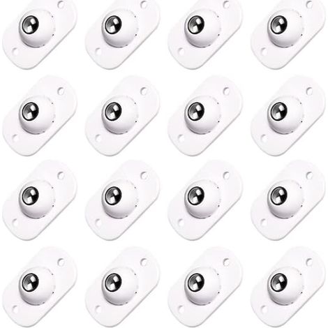 16 roulettes à billes autocollantes en acier inoxydable blanc, roulettes universelles silencieuses et mobiles, roulettes autocollantes pour meubles (1/5)