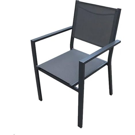Chaise Maxime en aluminium et textile gris foncé (1/4)