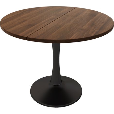 Ausziehbarer ovaler Esstisch 140 x 100 x 75 cm aus MDF in Walnussoptik (1/5)