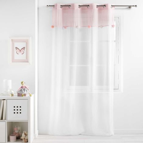 Voilage à pompons colorés Rose Clair 140x240 cm (1/5)