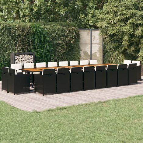 21 pcs Ensemble à dîner de jardin, Mobilier à dîner, Table et Chaises à Manger coussins Noir Résine tressée MKPO12270 (1/5)