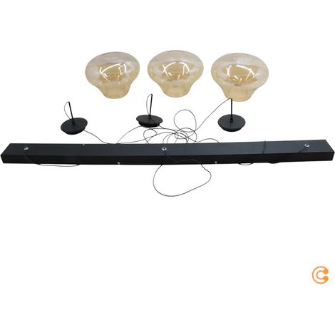 [GEBRAUCHT] B-Ware Fabas Luce Pendelleuchte Hängeleuchte Deva Led Amber Glas Metall Dimmbar 115 Cm