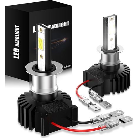 Ampoules LED H3, phares de voiture et de moto blancs IP65 étanches extrêmement lumineux, ampoules de rechange automatiques pour kits halogènes et xénon (1/5)