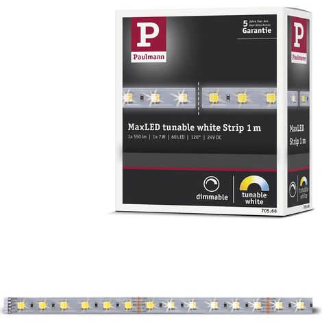 Paulmann 1m 70566 Strip SmartHome MaxLED Tunable White incl. 1x6,2 Watt dimmerabile Argentato Striscia Luminosa LED plastica 3000 K 6.2 W, Strio (1/4)