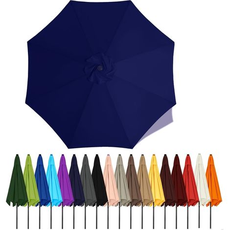 Auvent De Remplacement Pour Parasol De Terrasse, Toile De Parasol Pour Cour Jardin Plage, Protection UV Housse De Rechange(Dark blue,2.5m - 8Ribs)
