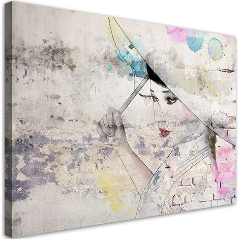 Quadro su tela, Geisha che tiene un ombrello - 100x70 (1/5)