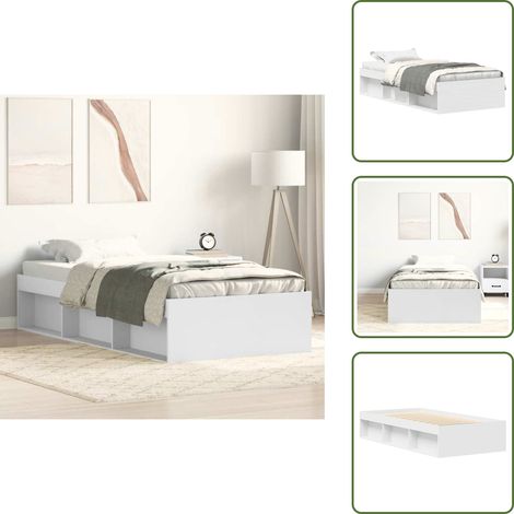 The Living Store Cadre de lit sans matelas blanc 90x190 cm - Cadre De Lit - Lit Double - Lit Blanc - Meuble Chambre - Rangement Sous Lit