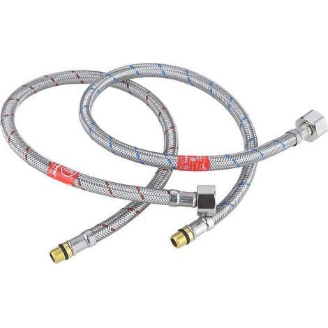 Tuyau flexible en acier inoxydable 304 pour robinet G3/8 x M10 50 cm - Résistance à la corrosion - Débit 28 L/min sous 3 bar (1/5)