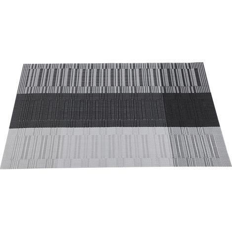 Set de table tendance en PVC, isolant thermique, imperméable, pour assiettes, fourchettes, napperons (rayures noires)