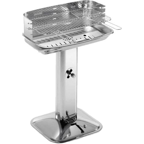 Barbecue a carbone in acciaio inox a colonna dotata di presa d’aria regolabile,  griglia cromata regolabile in 4 posizioni Made in Italy (1/4)