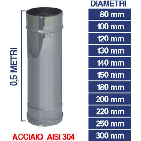 TUBO STUFA PELLET CAMINO IN ACCIAIO INOX AISI 304 PER CANNA FUMARIA CM 50 24427V 80 (24427) (1/2)