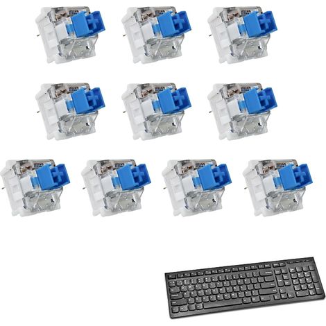 Interrupteurs, Commutateurs Mécaniques pour Claviers, clavier mécanique switch Bleus Transparents - Set de 10, pour Claviers Rétroéclairés LED, Accessoires pour DIY (1/5)