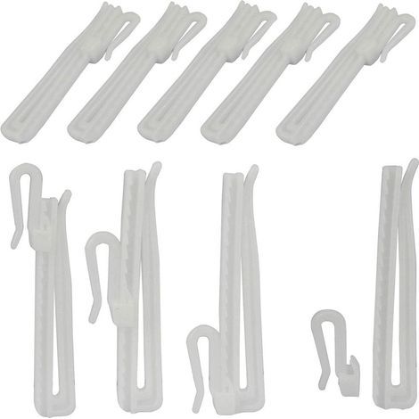 30 pièces de crochets de rideau en plastique ajustables pour rideaux à plis creux, crochets de fixation pour rideaux, crochets pour rideaux de porte et de douche(70 Mm. 30 Pièces) (1/5)
