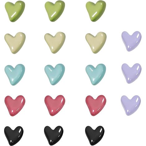 Aimants frigo en forme de cœur, 18 pièces, colorés, pour notes, photos et déco de cuisine. (1/5)