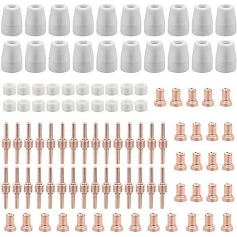 120 Pièces PT31 Consommables Plasma Decoupeur Plasma Parkside Cut 30 40 50 Consommables de Découpeuse Plasma Accessoire Decoupeur Plasma Electrode Tip Buse (1/4)