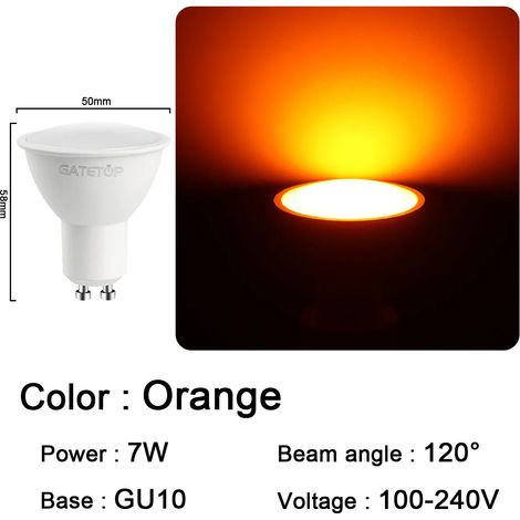 (GU10 Orange, 16 ampoules) Ampoules LED, adaptées aux festivals, aux KTV, aux bars et aux vitrines de magasins. (1/3)
