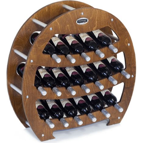 Cantinetta Portabottiglie in Legno Scaffale mobile per Bottiglie vino MADE IN ITALY mod. Botte Noce B.18 L75 x P25 x 75H (1/2)