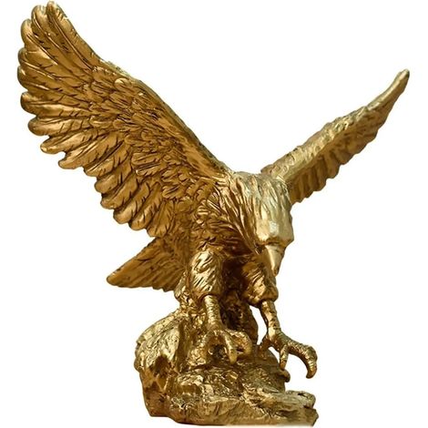 Statue en résine d'aigle d'or, collection de statues d'aigle modernes, décoration de la maison, adapté à la salle de séjour, bureau, bibliothèque, décoration de porte d'entrée (1/5)