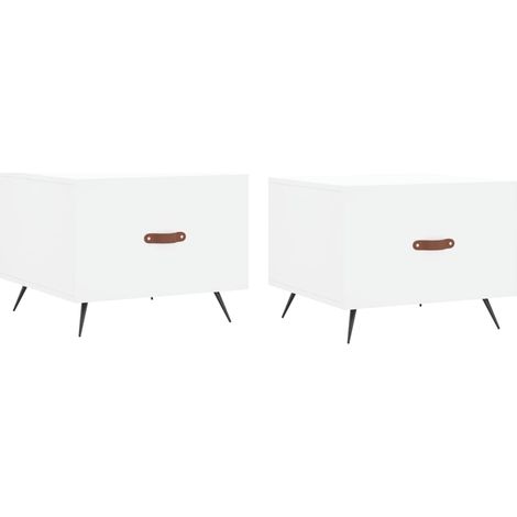 Set di 2 tavolini comodini con cassetto 50 x 50 x 40 cm in legno ingegnerizzato bianco e ferro DEC040313