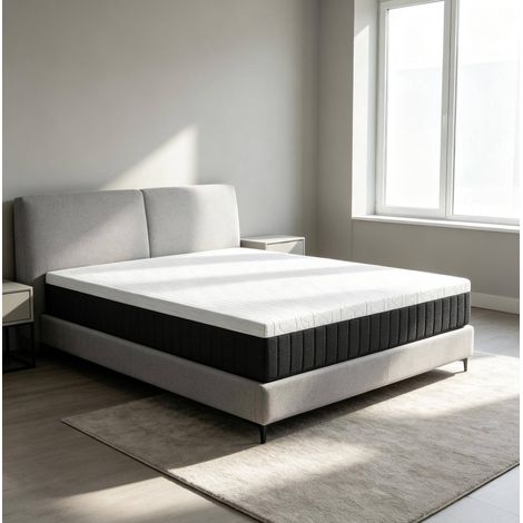 Matelas 140x190x25 cm en mousse et polyester blanc, 7 zones moderne pour chambre FloraGrace (1/5)