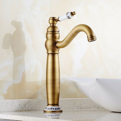 Robinet Lavabo Haut Rotatif à 360 °，Bronze
