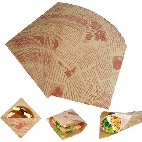 200 Feuilles Papier Emballage Alimentaire,Deli Papier Feuilles Frites Anti Graisse,pour Sandwich (18x18cm) (1/4)