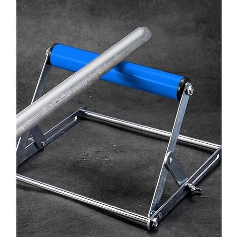 Support à rouleaux réglable en hauteur pour scie à ongletscompatible avec les cadres de support (bleu). (1/5)