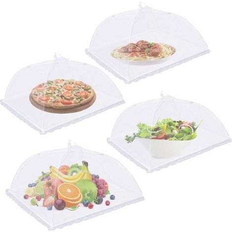 Juego de 4 tapas para alimentos, tapas para alimentos, 38 x 38 cm, mosquitera plegable, red para insectos, cubierta para moscas (1/5)