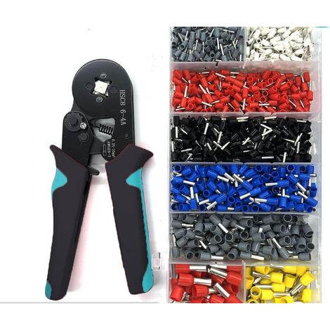 Kit de sertissage de cosses avec pince et 1250 cosses, pince à sertir auto-ajustable, ferru (1/5)