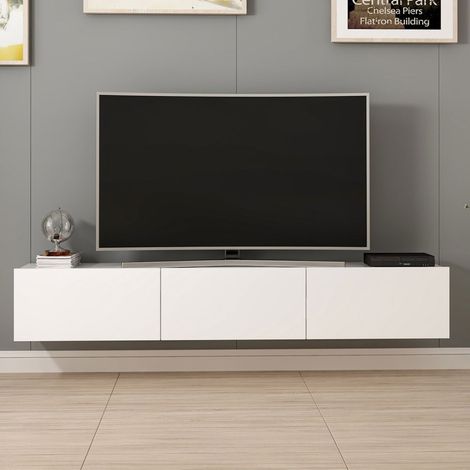Mobile TV sospeso con armadi bianchi 180 cm PARY