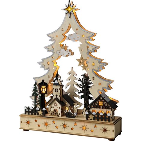 TrendLine LED Silhouette Weihnachten Holz 32 cm warmweiß