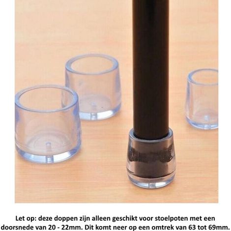 8 protectores redondos para patas de silla con un diámetro de 20 a 22 mm y una circunferencia de 63 69 mm, Tapas protectoras sillas (8 unidades) (1/5)