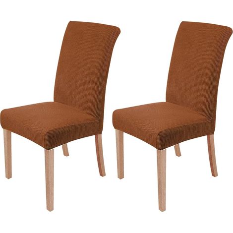 MINKUROW - Juego De 2 Fundas Elásticas Para Sillas De Comedor, Extraíbles Y Lavables, Fundas Para Sillas De Comedor, Modernas Y Elásticas, Decoración Para Oficina, Banquete, Boda, Fiesta (Bronceado) (1/5)