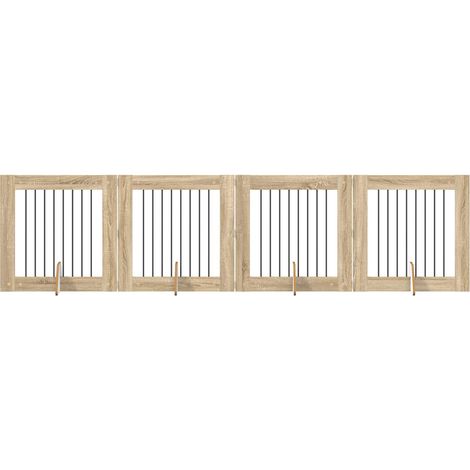 Dog Gate with Stands 4 pcs Sonoma Oak 80 x 80 cm vidaXL