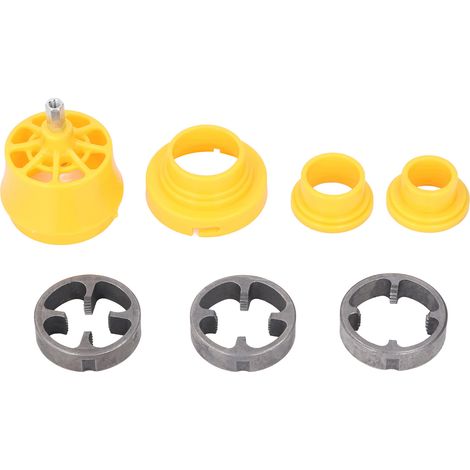 Kit d'outils de fabrication de filetage en PVC, perceuse électrique, Kit de dispositif de filetage de tuyaux d'eau de plomberie avec 3 matrices 1/2 3/4 1 en 3 (1/5)