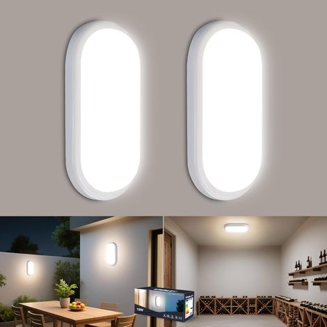 2 Pièces Applique Murale Intérieure Exterieur 18W 1800LM, Plafonnier LED 4000K, Luminaires Blanc, Lampe Eclairage Exterieur IP65, Éclairage de Plafond Pour balcon Couloir Escalier Garage Bain (1/5)