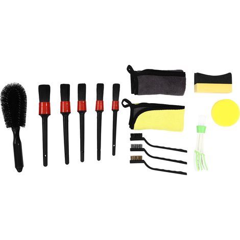 Kit d'outils de nettoyage de détails automobiles, brosse de détail de voiture, 14 pièces, pour intérieur et extérieur (1/5)
