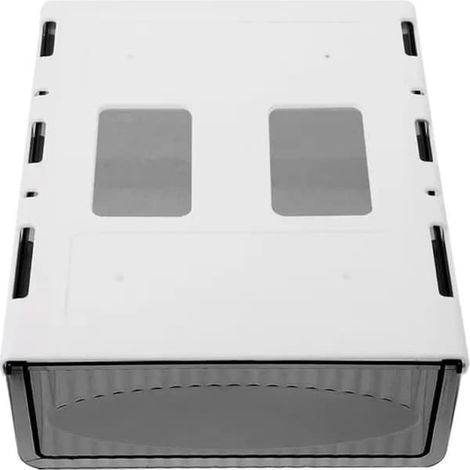 Boîte de rangement de bureau en plastique noir, format 24 x 21 x 6 cm. (1/2)