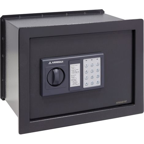 ARREGUI Class W25EB Caja Fuerte de Acero para Empotrar con Cerradura Electrónica, Teclado con Código Programable, Caja de Seguridad para Casa y Hogar, con Llave de Emergencia, 28 x 38 x 25 cm, 17 L