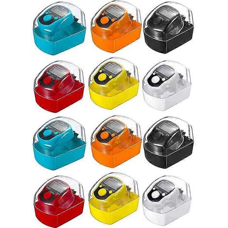 Lot de 12 compteurs numériques à doigts avec LED, compteurs portables colorés à 5 chiffres avec anneau de transport (1/4)