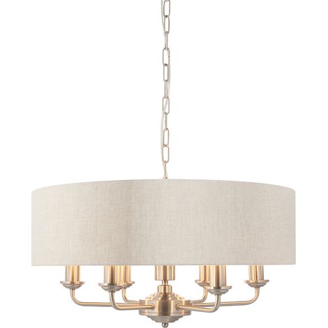 Lampadario HIGHCLERE Endon classico cromo lino 6xE14 (1/5)