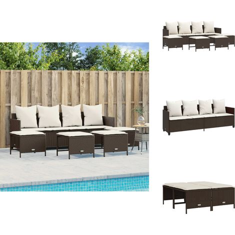 Salon de jardin avec coussins 5 pcs marron résine tressée - Ensemble Salon De Jardin - Salon De Jardin Extérieur - Mobilier De Jardin - Canapé Jardin - Chaise Lounge (1/5)