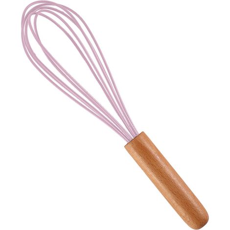 Batteur à œufs manuel en acier inoxydable avec poignée en bois et fil de silicone de 25 cm (10 pouces) (1/5)