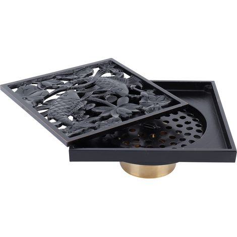 Drain de Sol Carré en Cuivre Anti-Odeur 10x10cm – Siphon avec Filtre Amovible pour Salle de Bain, Cuisine, Balcon